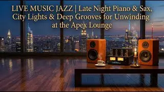 Jazz Apartment City View LIVE 🎷 Smooth Piano Music for Night Relax, Sleep & Cozy Ambience