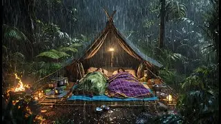 CAMPING IN HEAVY RAIN AND THUNDER // Struggling to build a shelter, fishing, shrimping