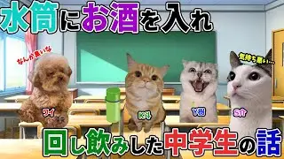 【ほぼ実話】水筒にお酒を入れ回し飲みした中学生の話【猫ミーム】【猫マニ】