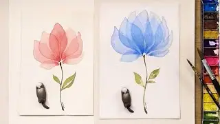 Прозрачные многослойные цветы / Техника акварельной живописи # 468