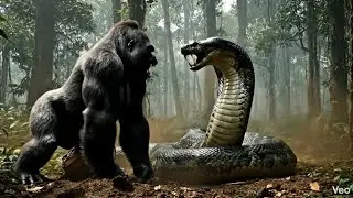 Gorilla🦍 vs Giant King Cobra: The Ultimate Jungle Face-Off!😱😱