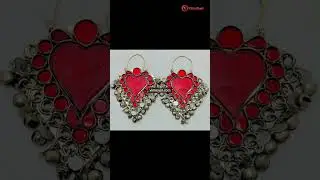Boho Earrings | Red Dangle Heart Shaped Earrings