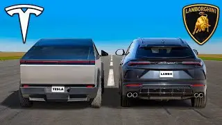 Tesla Cybertruck v Lamborghini Urus: DRAG RACE