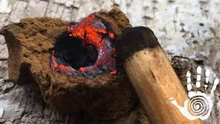 Primitive fire: Handrill into Chaga, the no notch ember!