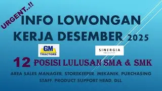 INFO LOWONGAN KERJA HARI INI LULUSAN SMA SMK NOVEMBER 2025 | AREA SALES MANAGER | PURCHASING STAFF |