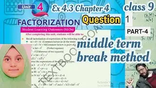 Ex 4.3 Question 1 Part IV | Chapter 4 Factorization | Class 9 Maths Sindh Board