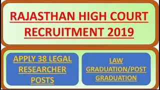 Rajasthan High Court Recruitment 2019 Apply 38 Legal Researcher Posts
