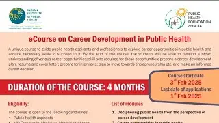 e- Course for Career Development for Social Work Students||BPH,MPH,PGD,PHM,DPH,MHA, Social sci.BSW
