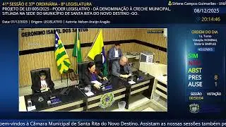 SESSÃO EXTRAORDINARIA DA CÂMARA MUNICIPAL DE SANTA RITA DO NOVO DESTINO - DIA 08-12-2025