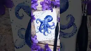 Easy octopus watercolor #watercolortutorial #easywatercolorart #howtopaint #octopusart #sealife #art