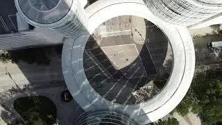 Circular walkway of the Chevron buildings in downtown Houston, Texas.