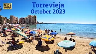 Torrevieja, Costa Blanca. Monday Midday Walking Tour Heading To Popular Playa del Cura [4K View] 🇪🇸