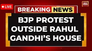 LIVE: BJP Protests Outside Rahul Gandhi's Residence After Congress AI Summit 'Naked' Protest