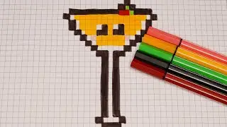 DIY Handmade Drawing Pixel Art | Champagne / Cocktail Glass | Draw with Me