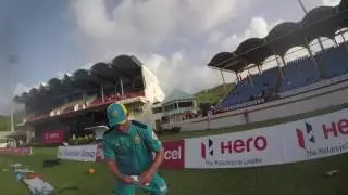St Lucia Zouks Grant Elliot warming up