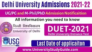 DU admission 2021 | Delhi University admission 2021 update | DUET-2021, UG, PG, Mphil, PhD
