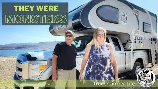 Snow Caps, Casino-docking and Monsters on the Way to Boulder City. Fulltime Truck Camper Living.