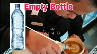 Coffee Latte Art Using Empty Bottle for Milk Pouring| WinsVlog