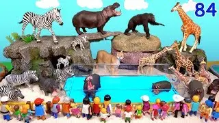 Learn Wild Animals and Zoo Animals Names - Hippo Pool - Animal Toys For Kids Children 84