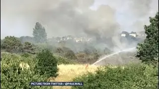 Extreme weather 2018 - Another grass fire in the heatwave (UK) - ITV London News - 23rd July 2018