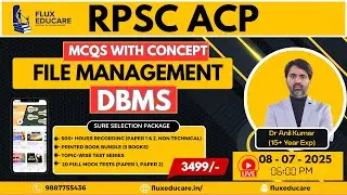 RPSC ACP DBMS File Management System MCQs | Last Month Strategy & Sure Selection | Dr. Anil Kumar