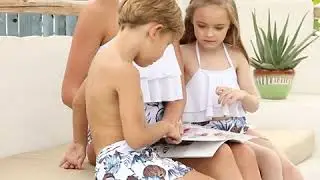 Mosaic Family Matching Coconut Ruffle Halter Swimsuits