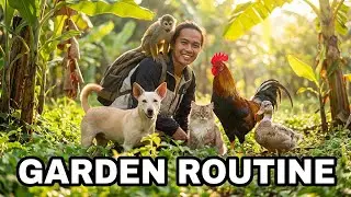 Cute Animal Family in the Countryside &ndash; Monkey, Dog & Cat | Den Country Life Vlogs