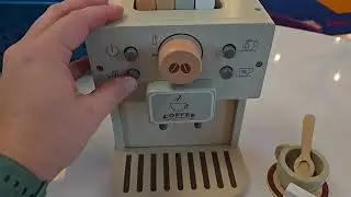 Airlab Toy Coffee Maker for Kids Wooden Kitchen Accessories Pretend Play Toddler Coffee Playset Revi
