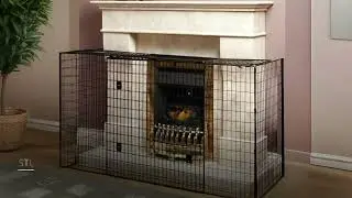 3 Panel Firescreen Black \ Brass Finish