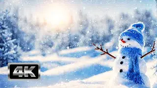Happy Snowman v.3 - 1 Hour Christmas Snowfall Screensaver with Relaxing Christmas Music 4K