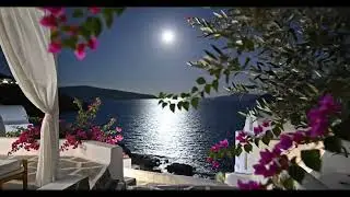 Magical Full Moon in Santorini: Night Breeze & Sounds of Waves (4K Relaxation)