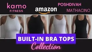 Amazon Tops with Built-In Bras Unsponsored (Kamo Fitness, Poshdivah & Mathacino) - XS S