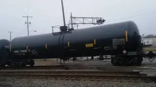 CN #2940 And CN 2872 Pulls Mixed Frieght Through ABC 12 Headquarters Railroad Crossing, Flint MI.