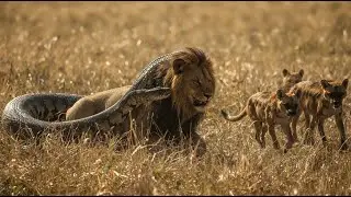 Giant Snake Wraps Around Dying Lion, What These Hyenas Did to Help Shocked the World!