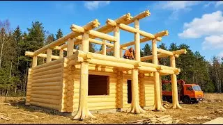 We Built a House from Giant Logs - Full Build Process (4K)