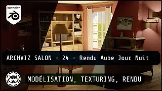 Blender Archviz - Salon de A a Z - 024# - Rendu Aube Jour & Nuit