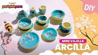 Mini Vajilla Sakura | Arcilla de secado al aire DIY