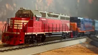 (Rare 4 Engine Lashup) SERR 4336 Leads The Wooding Local With 15 Cars