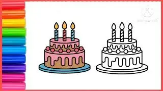 How to Draw Birthday Cake🎂 || Easy Drawing Birthday Cake Step by Step🎈 || Drawing For Kids & Toddler