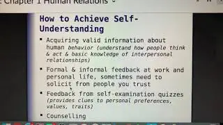 Video lecture: Human Relations Chapter 1
