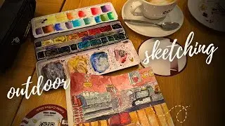 Outdoor Sketching   ✨ Painting at a Café  Cozy Vibes, Treats & Watercolors 🎨☕