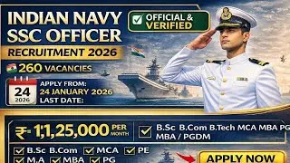 🇮🇳 Indian Navy SSC Officer Recruitment 2026| 260 Vacancies