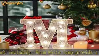 Pooqla Light Up Letters, LED Marquee Letter Lights, Glitter Alphabet Letter Sign Battery Powered Ni