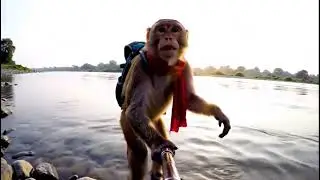 Monke vlogs #1: haridwar yatra Ganga ke kinare 🙏🏻🙏🏻#monkevlogs #ai #veo3 #shorts