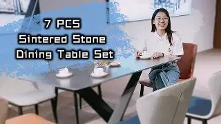 7 piece Sintered Stone Dining Table Set