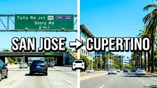 [4K] 🚗 Crossing Silicon Valley: San Jose to Cupertino via Yerba Buena Rd, US-101 & I-280 | 2x SPD