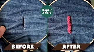 Grandma Teach you how to fix a hole in Jeans | Daily Challenge #2