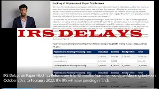 IRS Delays on Paper Filed Tax Returns are 6 to 10 months from the filed date! Between Oct to Feb 23!