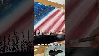 American flag sunset painting idea! 🎨❤️ #paintingideas #beginner #diyideas #acrylicpainting