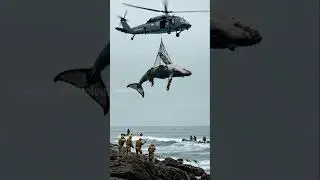 Brave rescue team saves a stranded whale 🙏 #teamwork #heroic